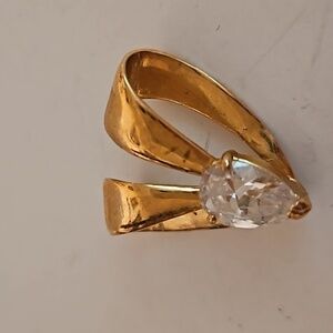 925 Goldtone & Pear Shape CZ Pendant